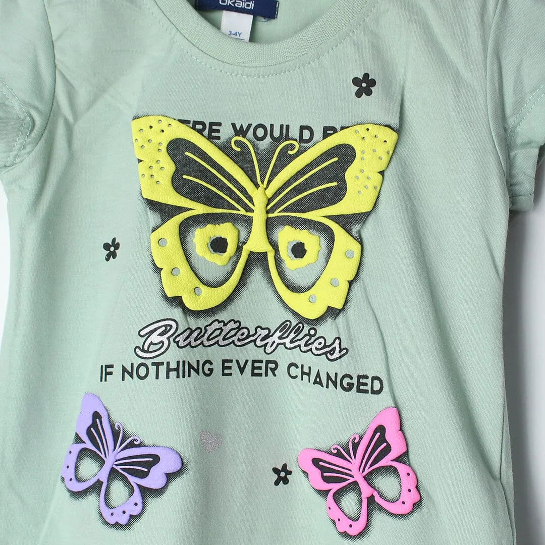 Stylish Aqua Themed Girls T-Shirt