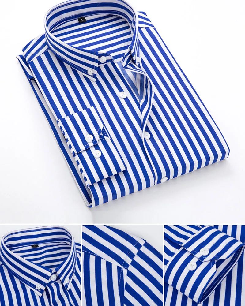 Stylish Men's Vertical Stripe Long Sleeve Shirt