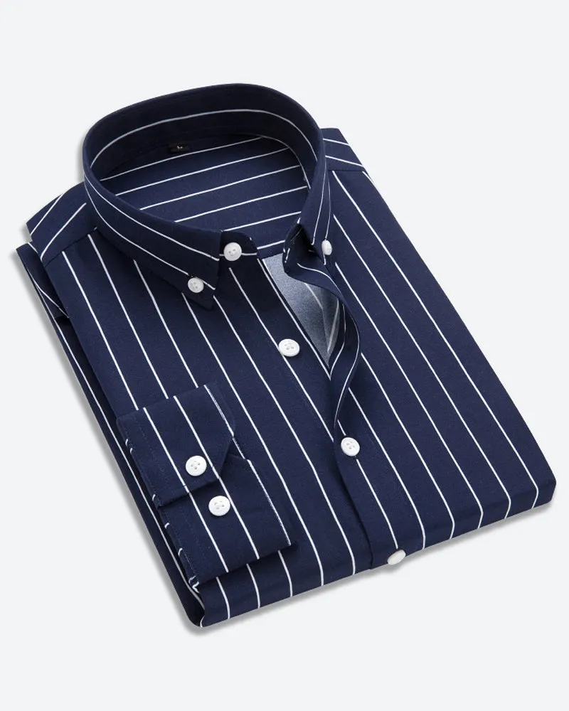 Stylish Men's Vertical Stripe Long Sleeve Shirt