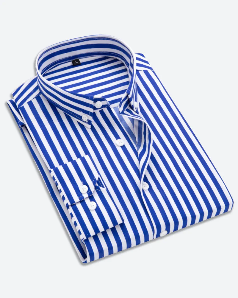 Stylish Men's Vertical Stripe Long Sleeve Shirt