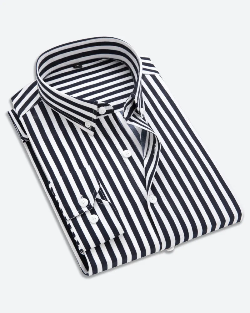 Stylish Men's Vertical Stripe Long Sleeve Shirt