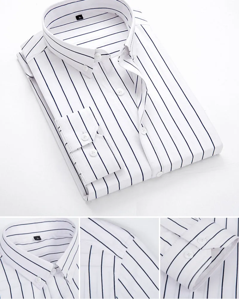 Stylish Men's Vertical Stripe Long Sleeve Shirt