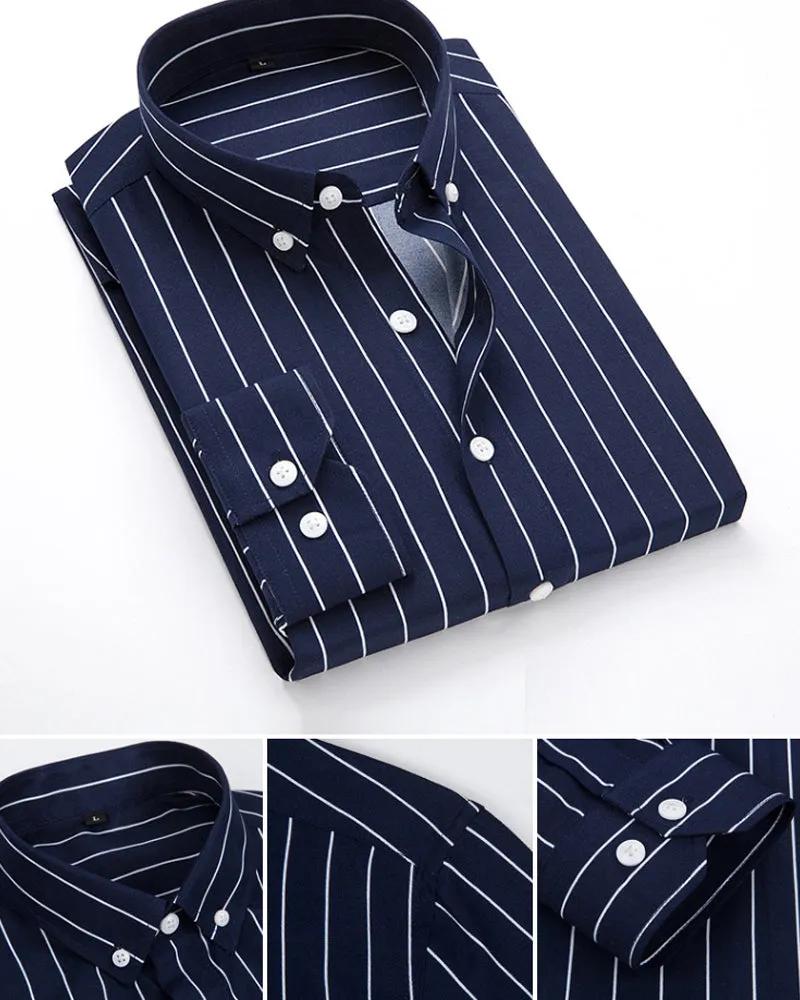 Stylish Men's Vertical Stripe Long Sleeve Shirt