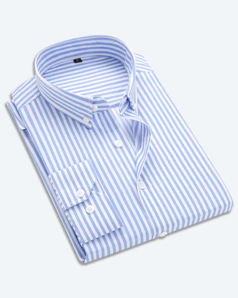 Stylish Men's Vertical Stripe Long Sleeve Shirt