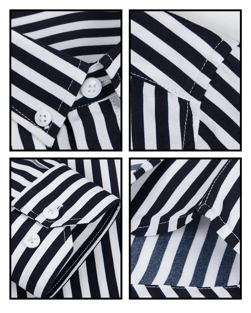 Stylish Men's Vertical Stripe Long Sleeve Shirt