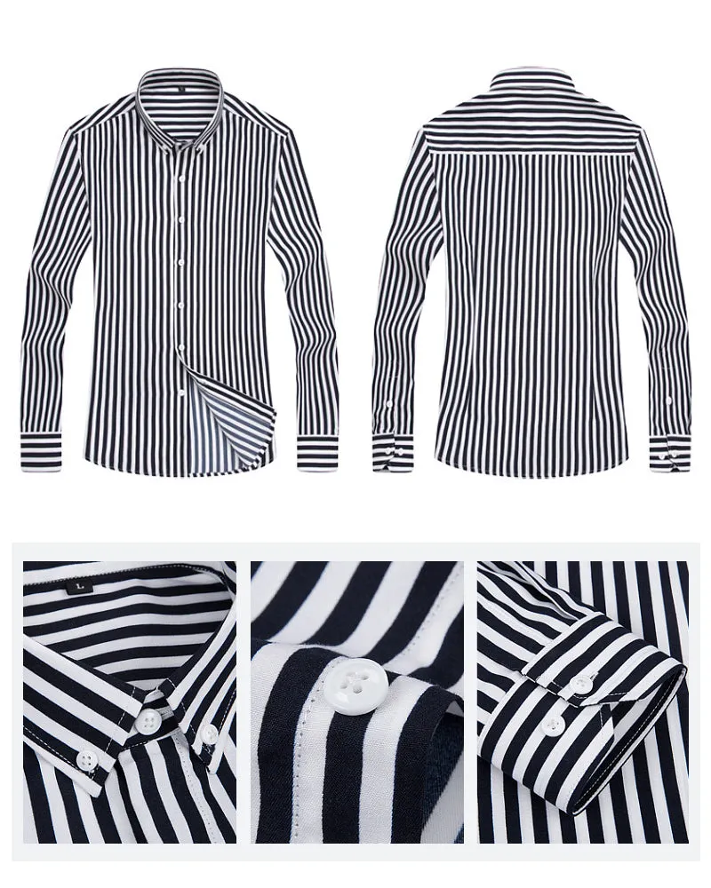 Stylish Men's Vertical Stripe Long Sleeve Shirt