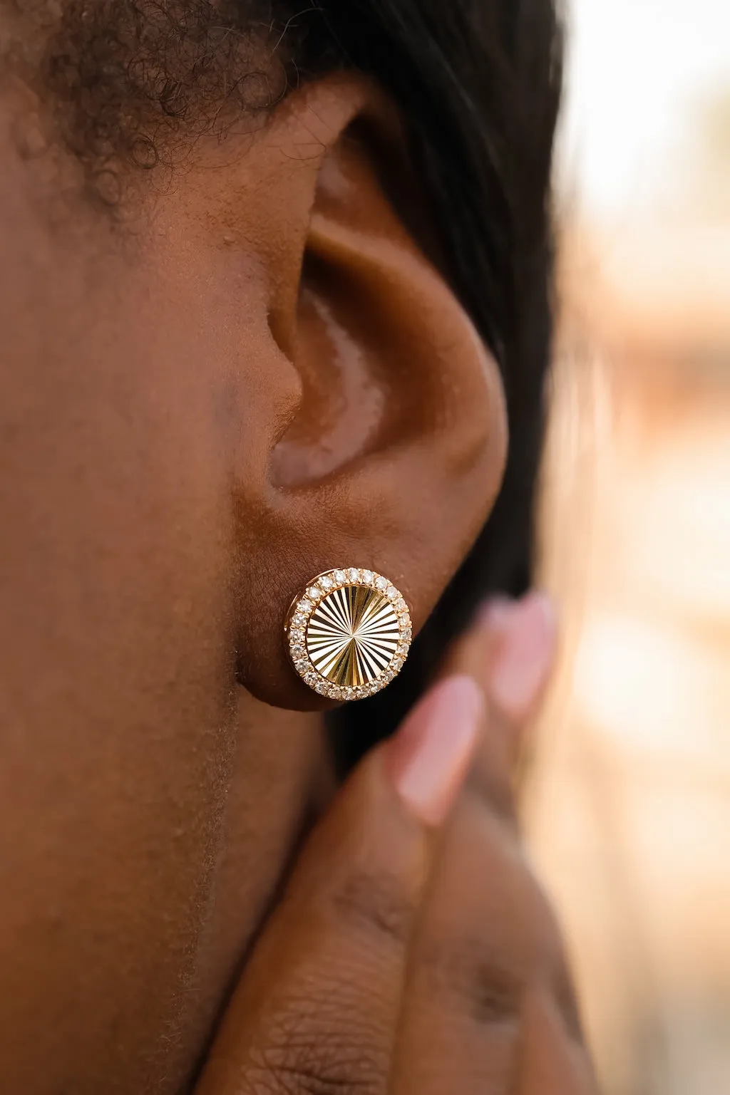 Sun Burst Diamond Halo Stud Earrings