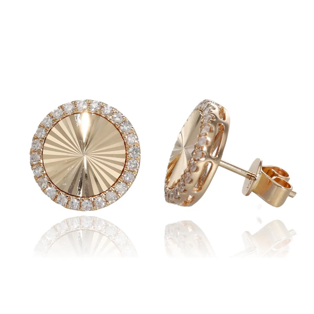 Sun Burst Diamond Halo Stud Earrings