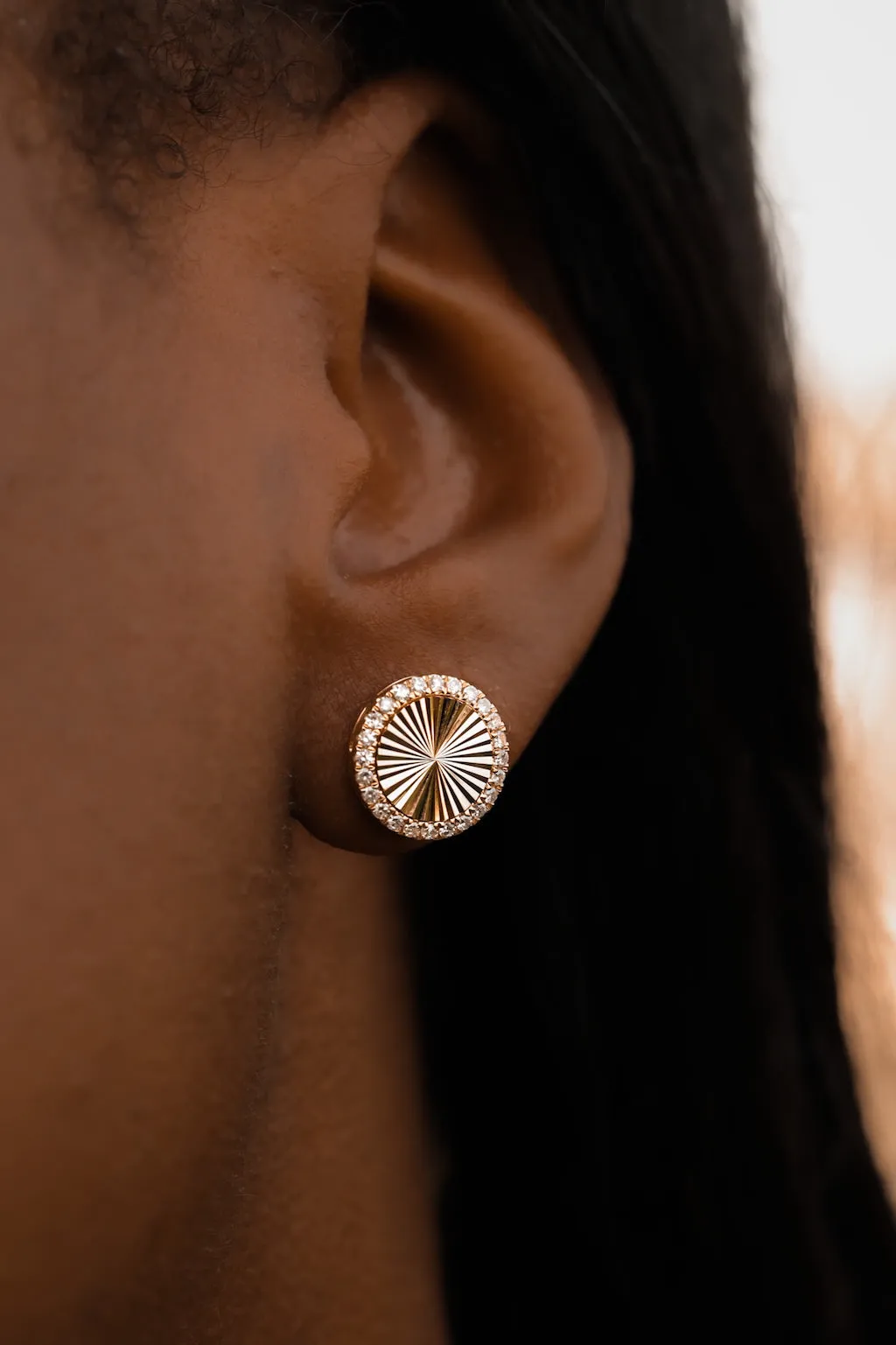 Sun Burst Diamond Halo Stud Earrings