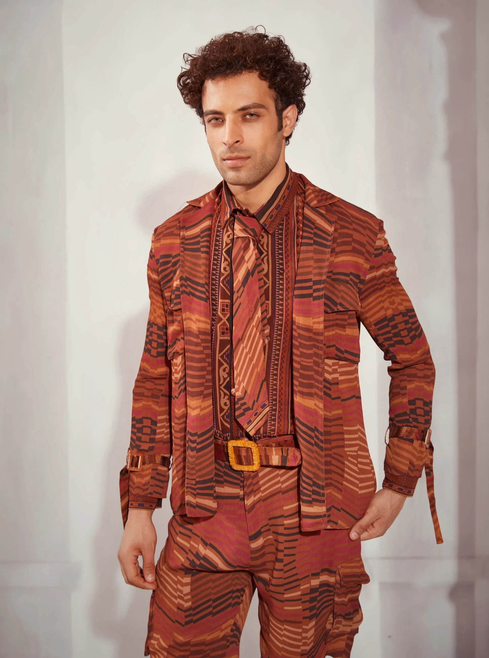 Tangerine byzantine print summer jacket