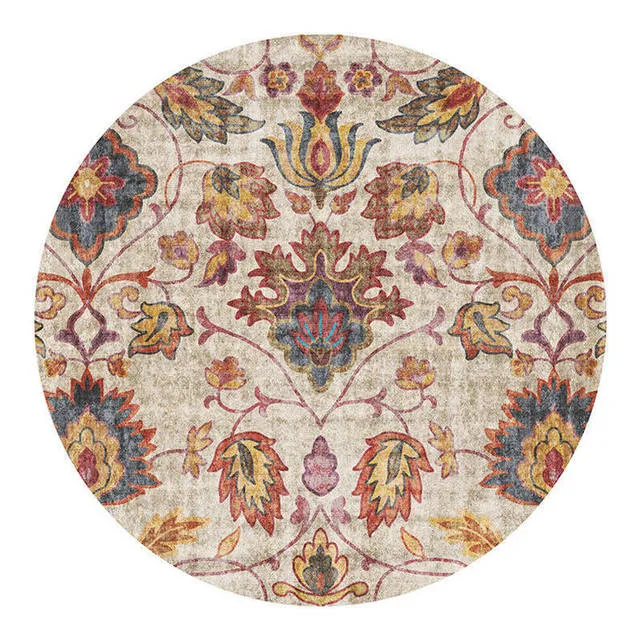 Tapis Rond Vintage avec motif Floral
