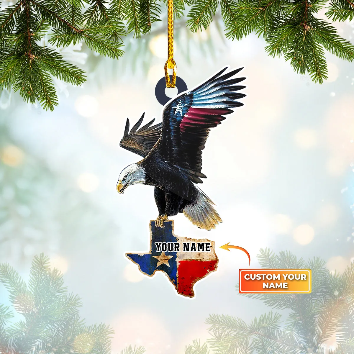 Texas, Eagle, Custom Shaped Ornament 01