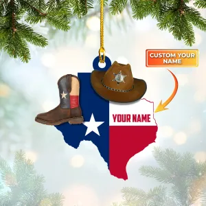 Texas, Texas Map, Texas Flag Custom Shaped Ornament 03