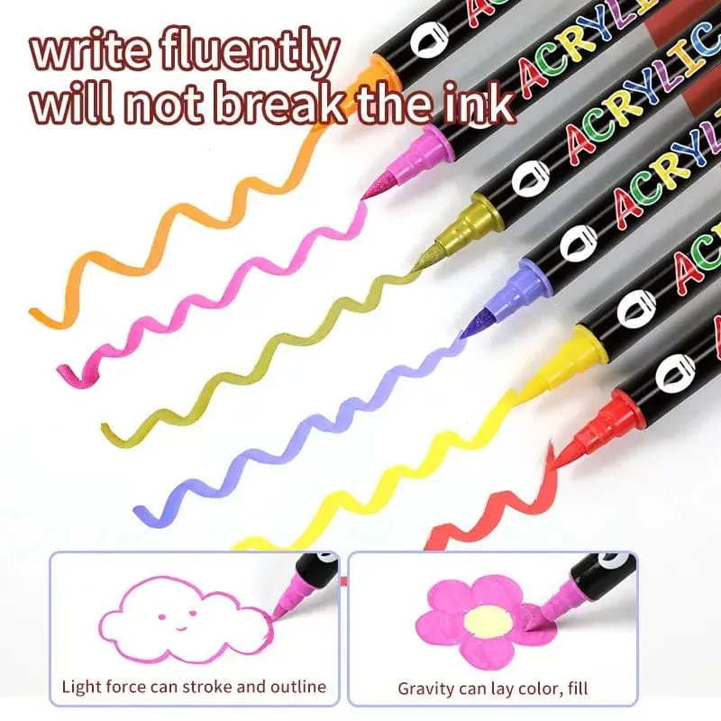 The Art Journey 24-Pack 48 Color Dual-Tip Acrylic Paint Marker Set - 2 Colors Per Pen ART009