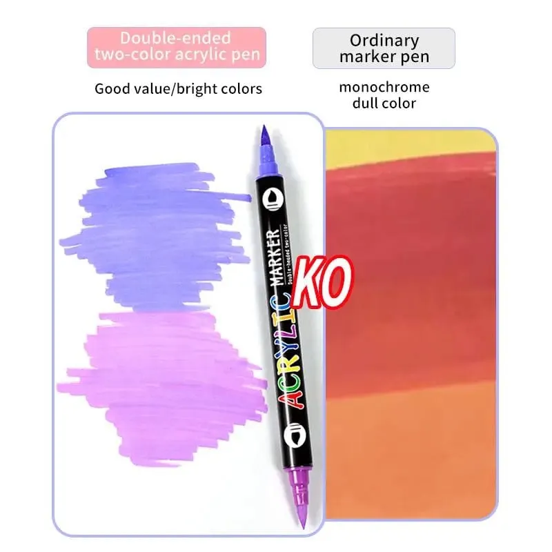 The Art Journey 24-Pack 48 Color Dual-Tip Acrylic Paint Marker Set - 2 Colors Per Pen ART009