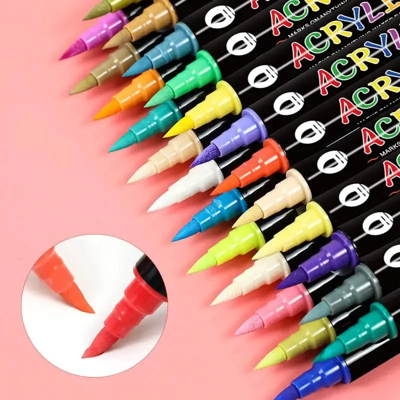 The Art Journey 24-Pack 48 Color Dual-Tip Acrylic Paint Marker Set - 2 Colors Per Pen ART009
