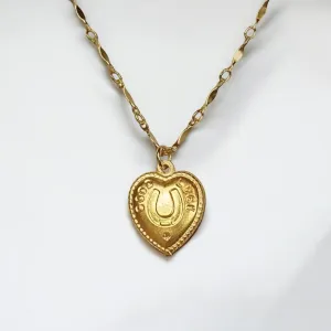 The Vintage Luck Heart Necklace - 14k Gold Filled Chain