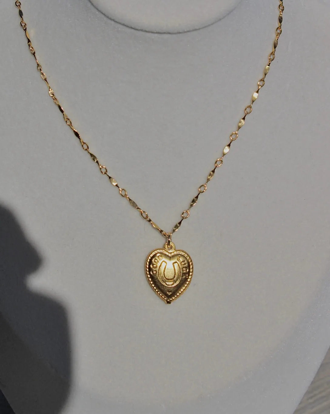 The Vintage Luck Heart Necklace - 14k Gold Filled Chain