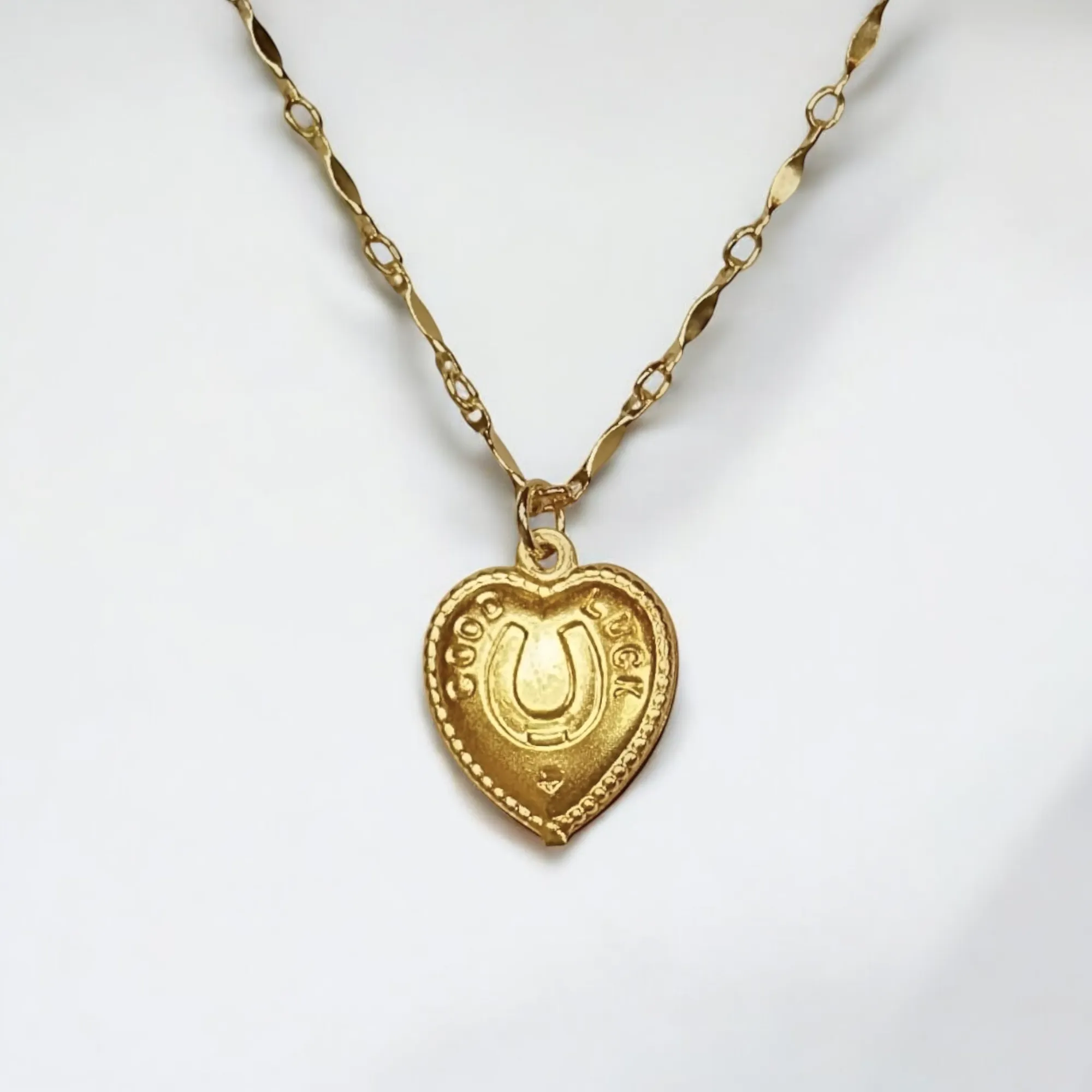 The Vintage Luck Heart Necklace - 14k Gold Filled Chain