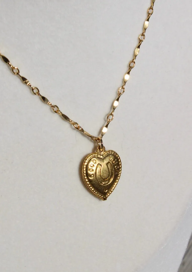 The Vintage Luck Heart Necklace - 14k Gold Filled Chain