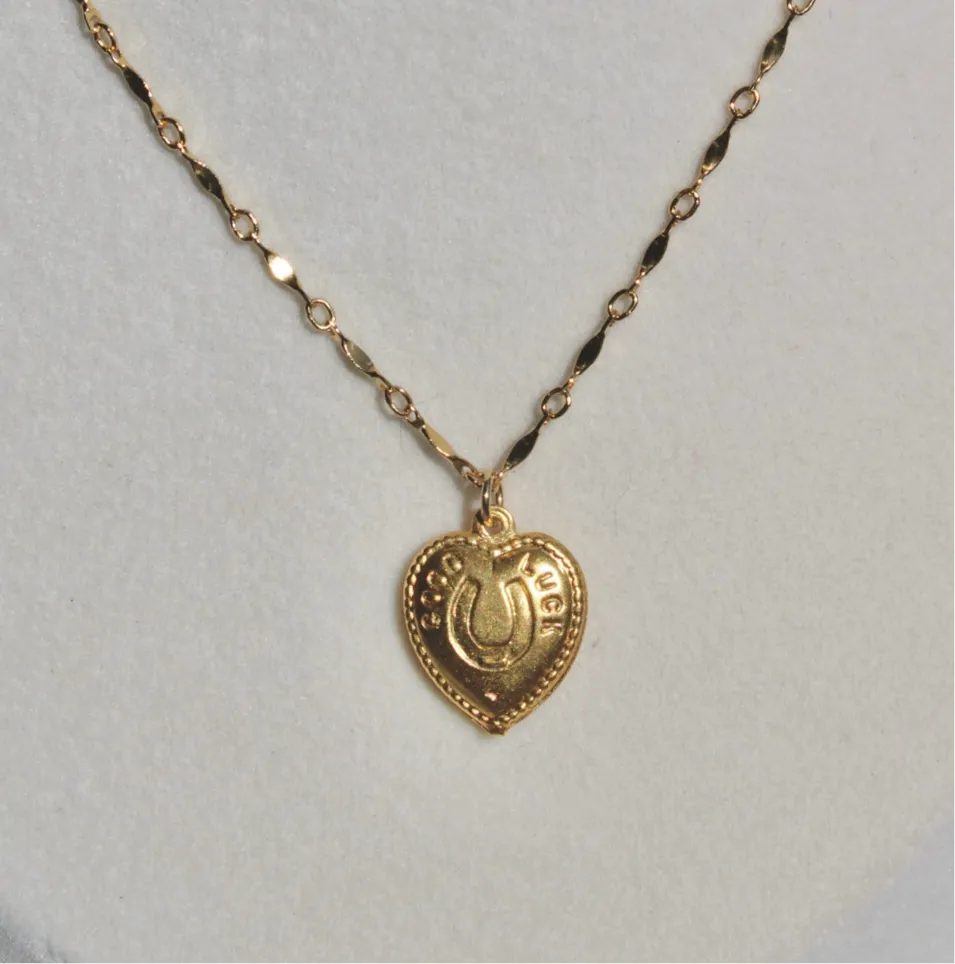 The Vintage Luck Heart Necklace - 14k Gold Filled Chain