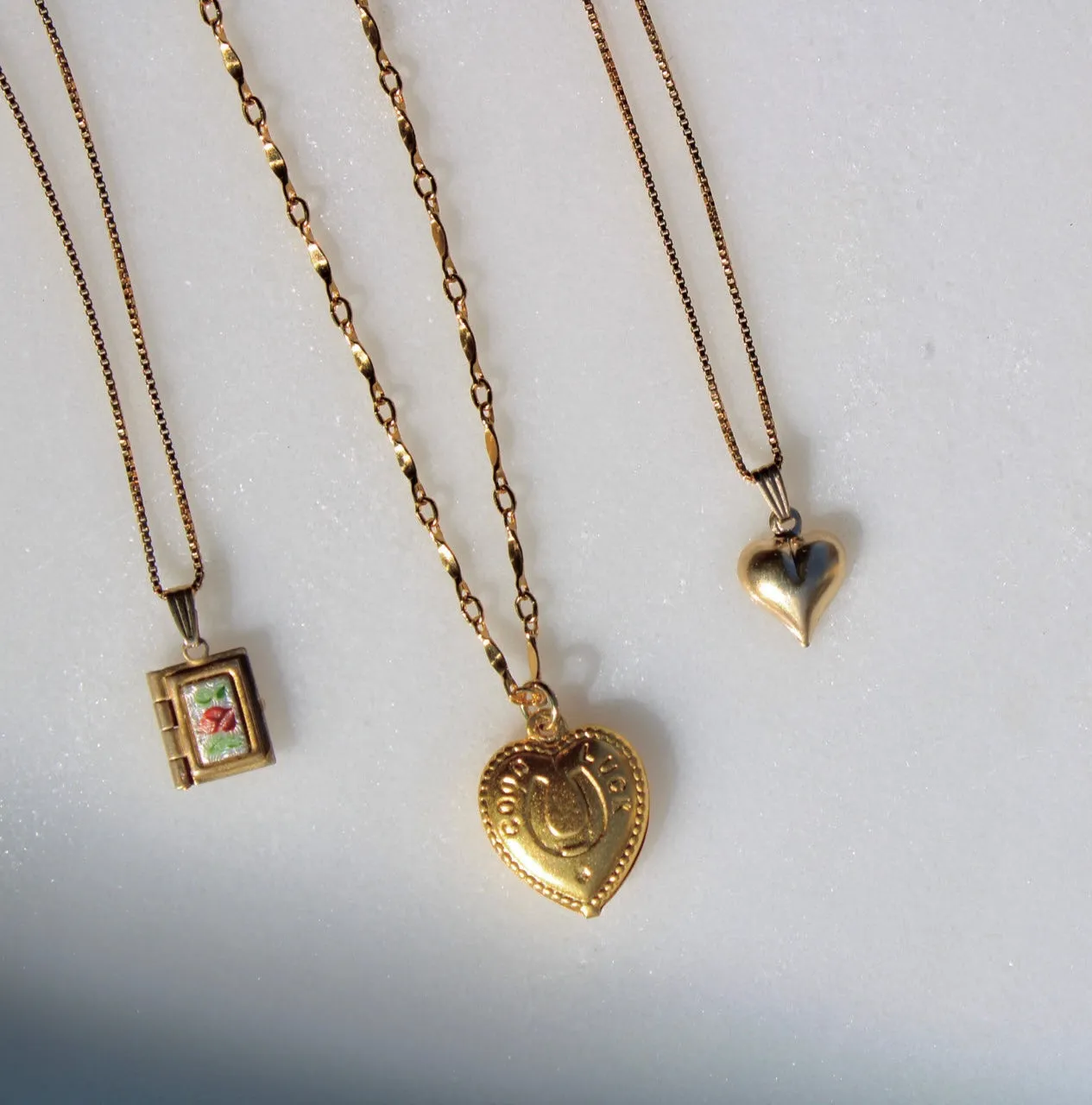 The Vintage Luck Heart Necklace - 14k Gold Filled Chain