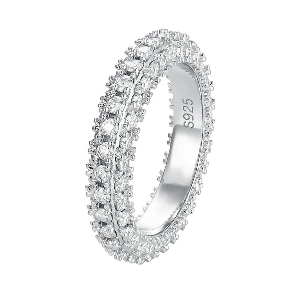 Three-sided D Color Diamond Wedding Band