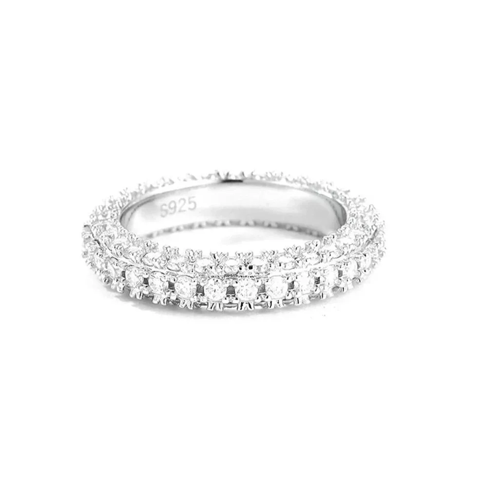 Three-sided D Color Diamond Wedding Band