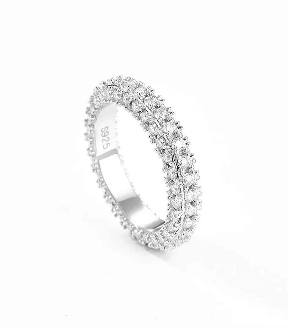 Three-sided D Color Diamond Wedding Band
