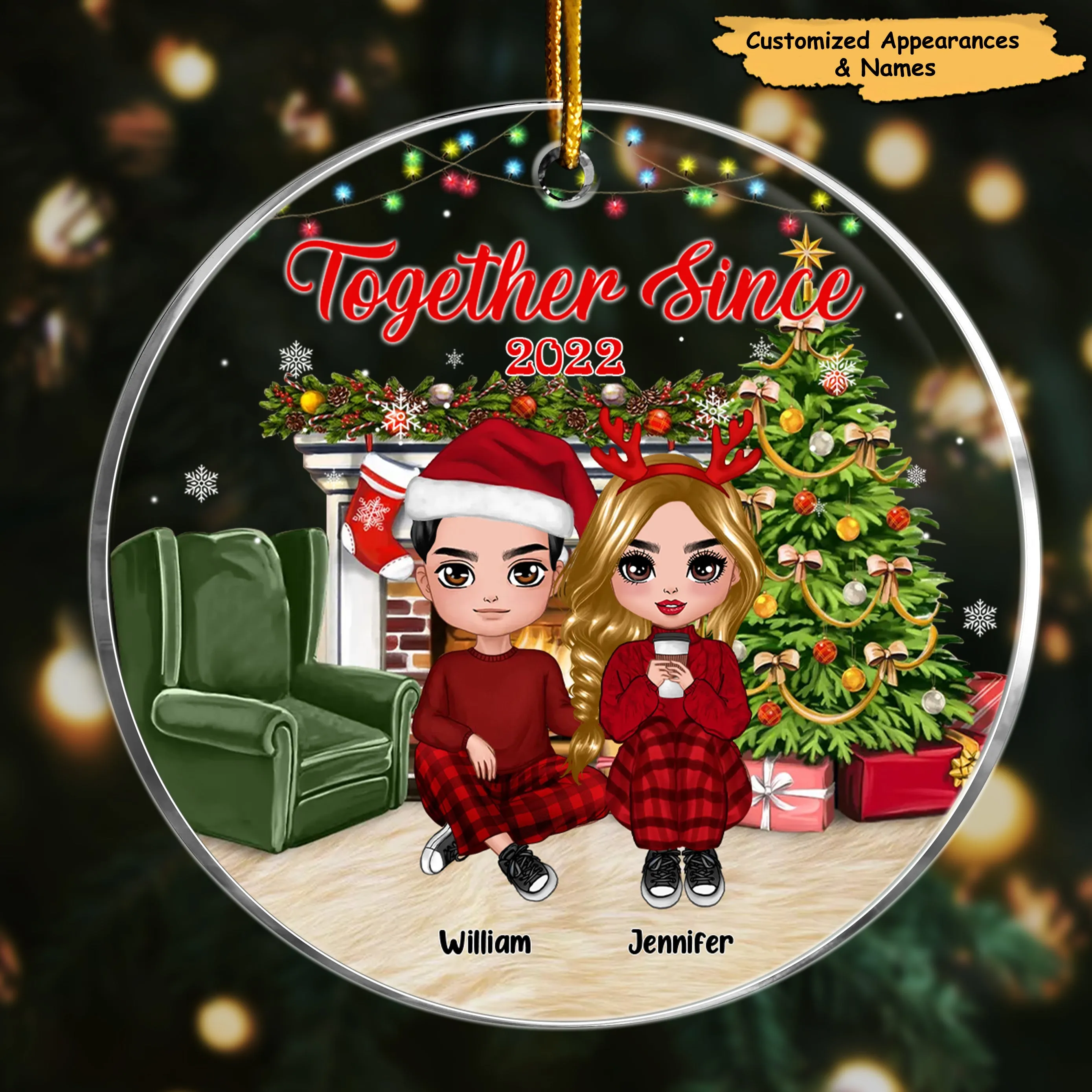 Together Since Couple In Snow Globe Personalized Acrylic Ornament