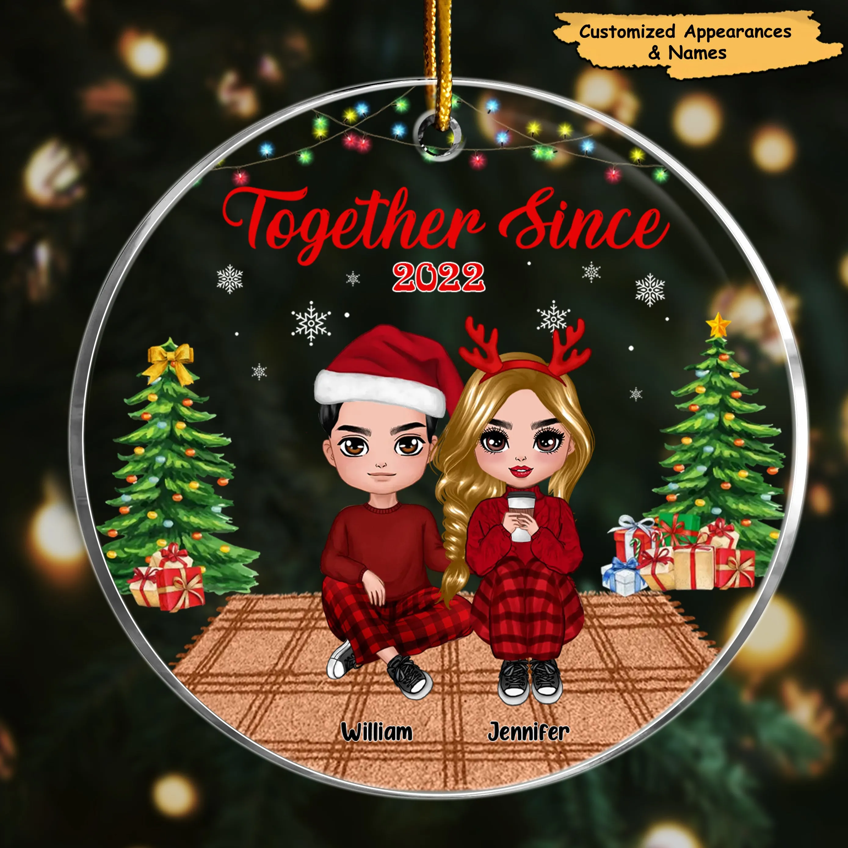 Together Since Couple In Snow Globe Personalized Acrylic Ornament