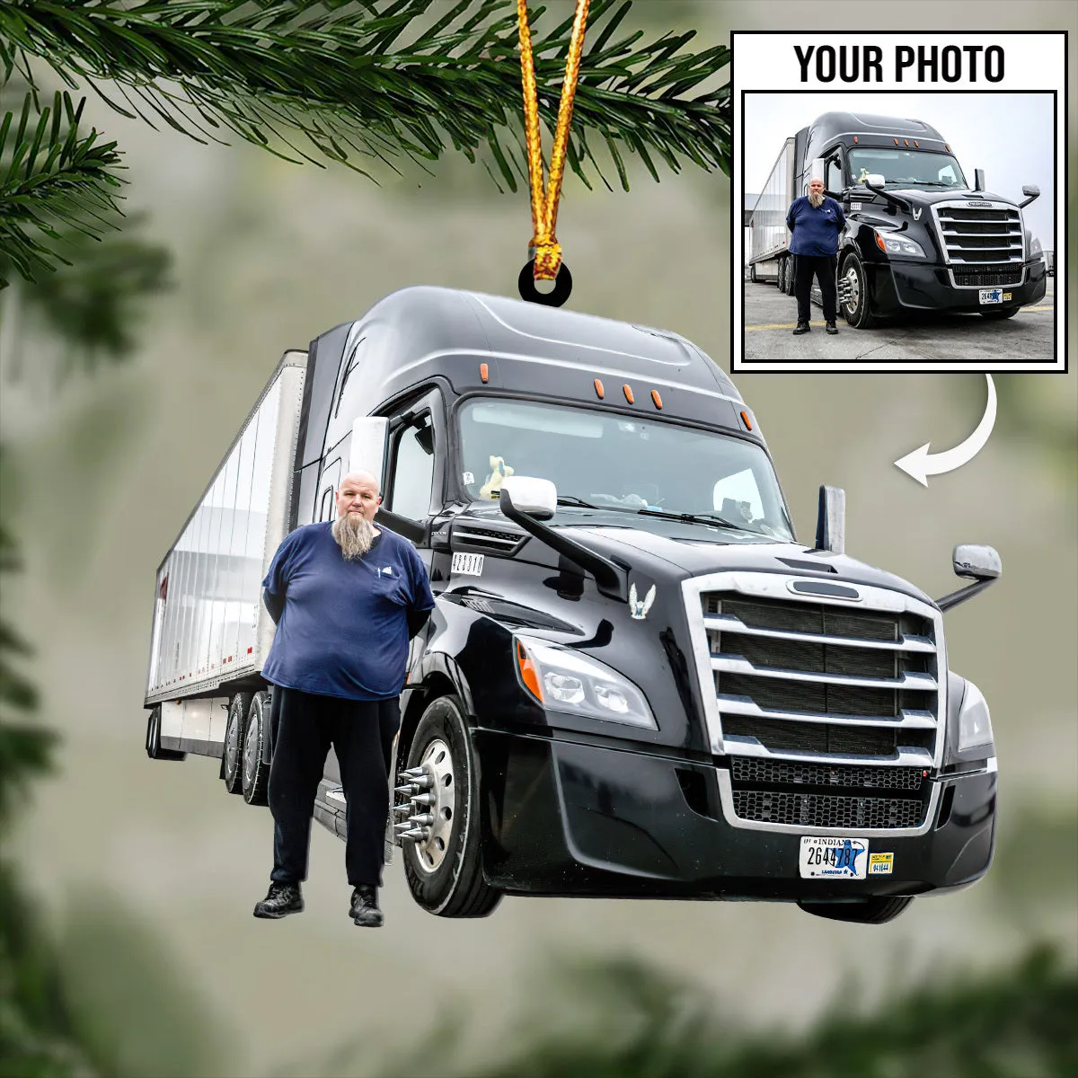Trucker Shaped Custom Photo Ornament