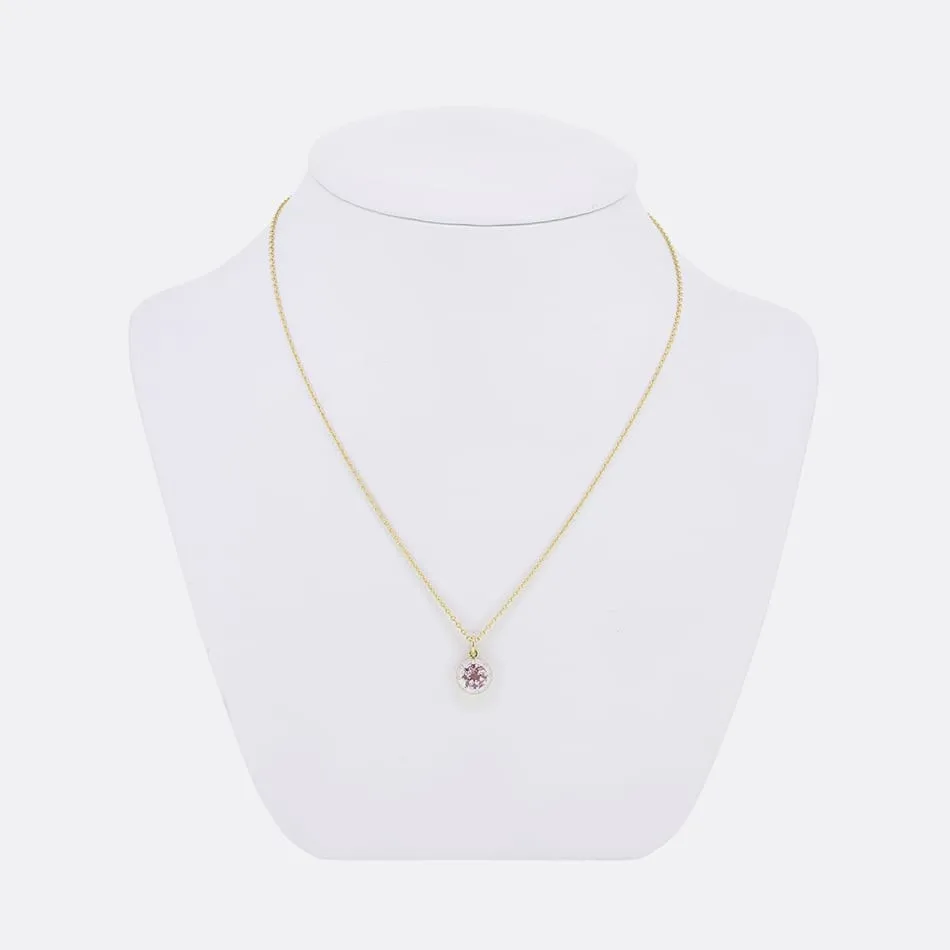 TVJ 1.00 Carat Old Cut Pink Topaz Pendant