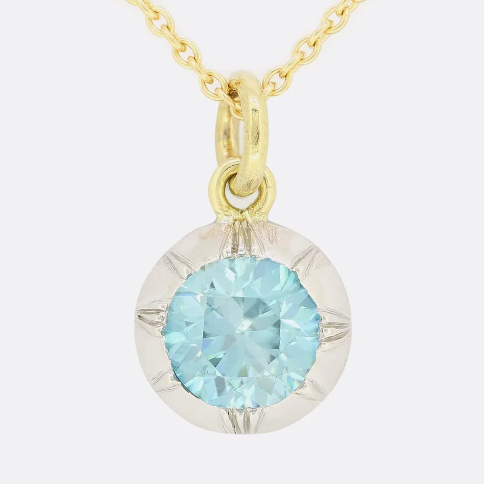TVJ 1.65 Carat Blue Zircon Pendant