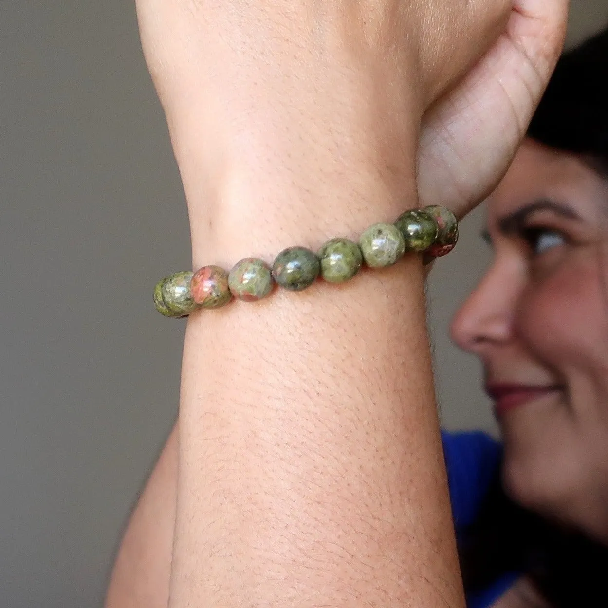 Unakite Bracelet Pink Green Creative Artist Crystal