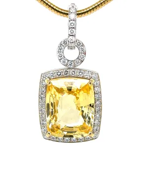 Unheated 24.75 Carat Yellow Sapphire and Diamond Pendant Enhancer, GIA Certified