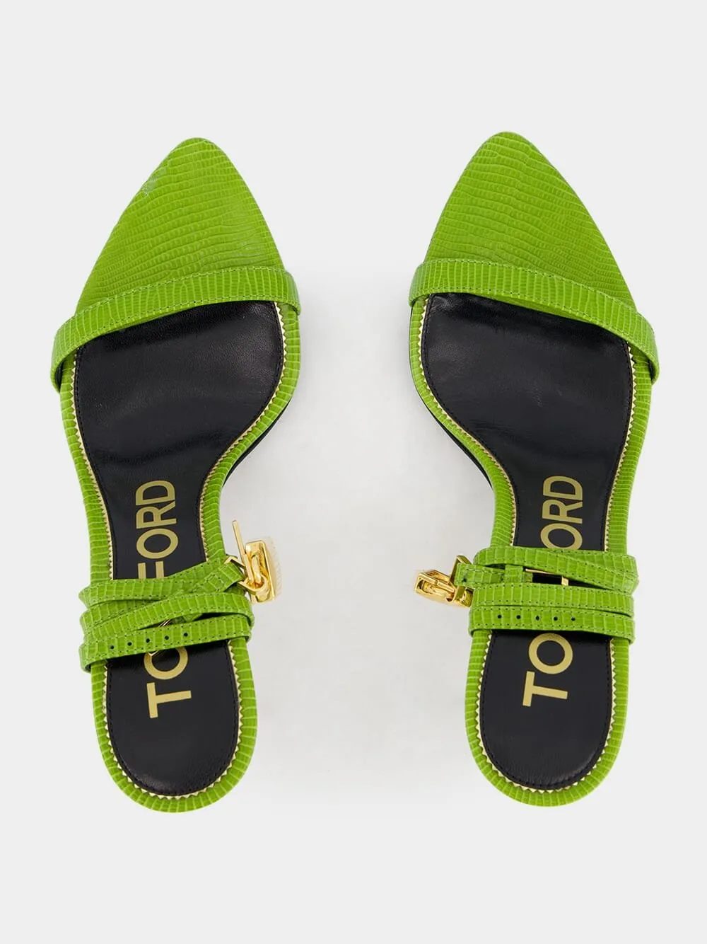 Vibrant Green Stiletto Padlock Sandals