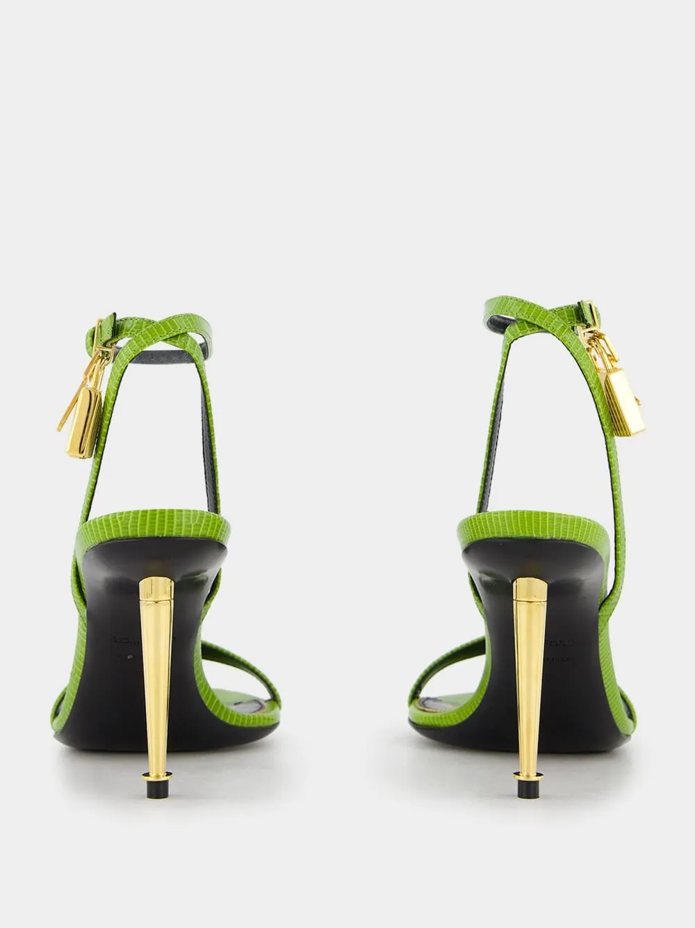 Vibrant Green Stiletto Padlock Sandals