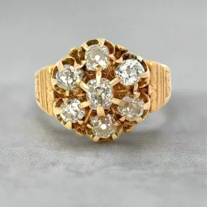 Victorian Natural Diamond and 14K Yellow Gold Seven Stone Vintage Ring