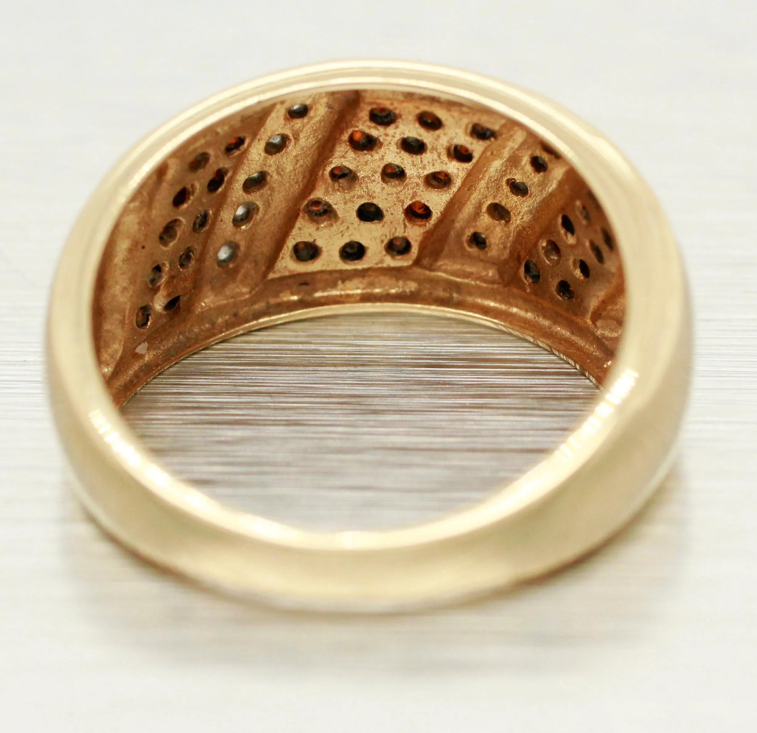 Vintage 0.23ctw Orange Diamond & White Diamond Pave Band Ring - 14k Yellow Gold