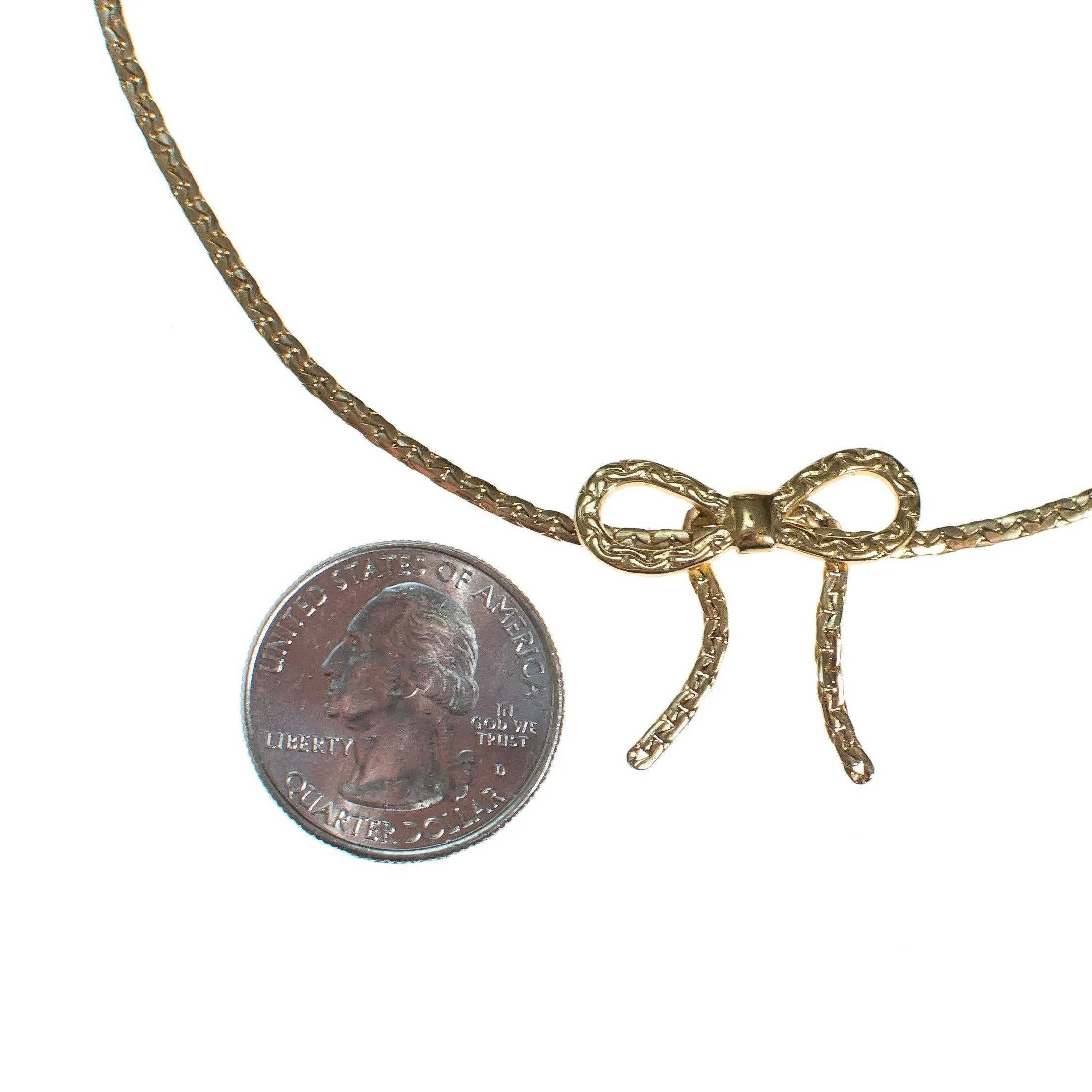 Vintage Avon Gold Bow Necklace Petite Dainty Minimalist
