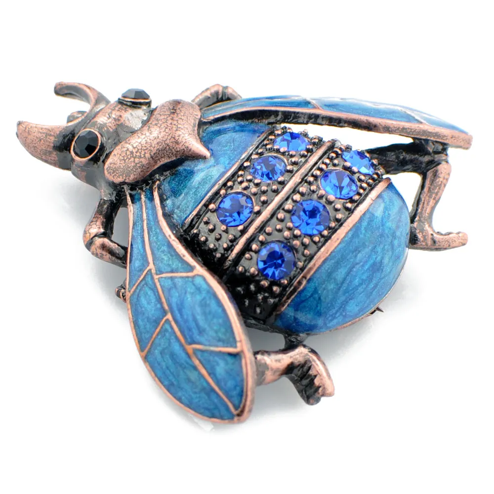 Vintage Blue Beatle Bug Pin Brooch