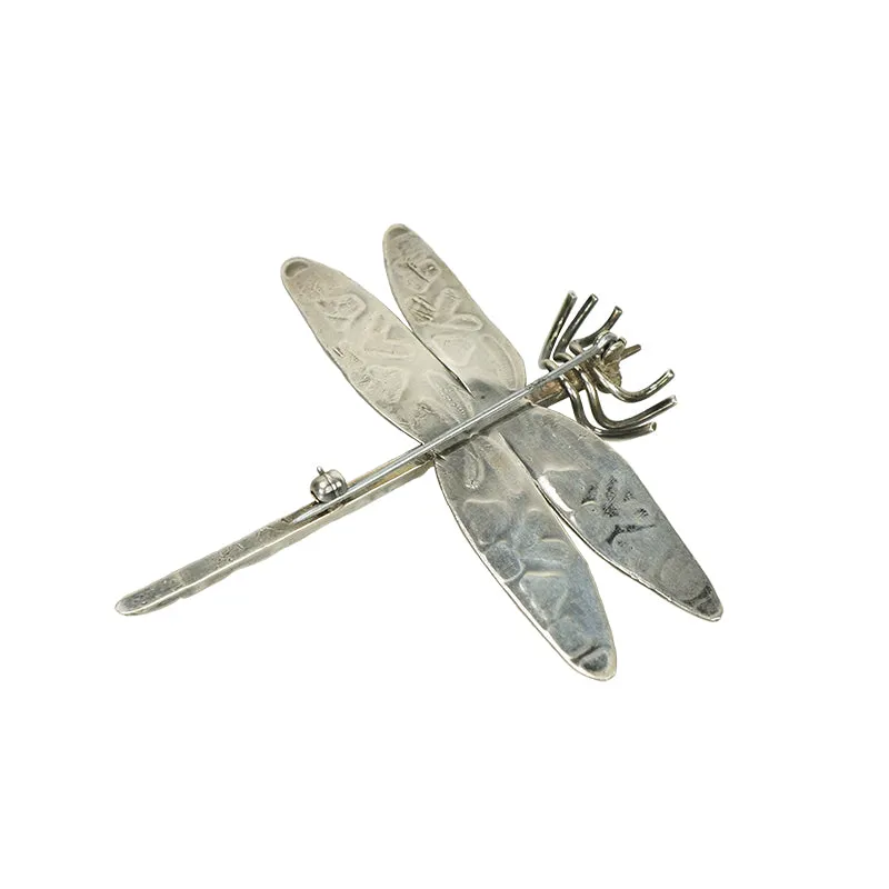 Vintage Coin Silver Dragonfly Brooch
