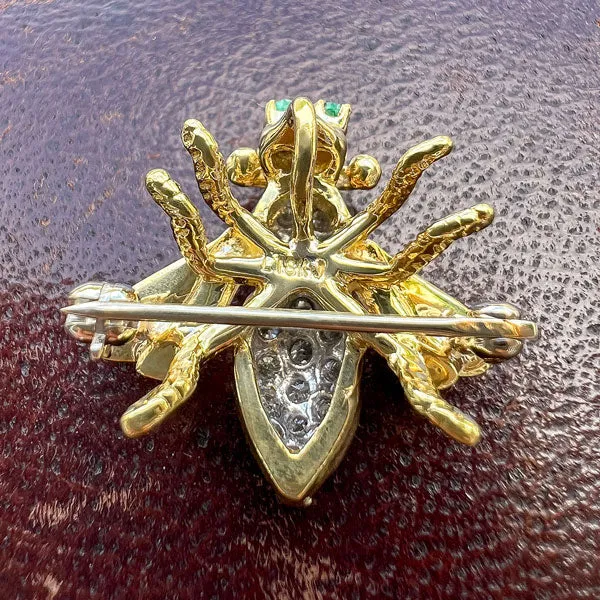 Vintage Diamond & Emerald Bee Pin/ Pendant