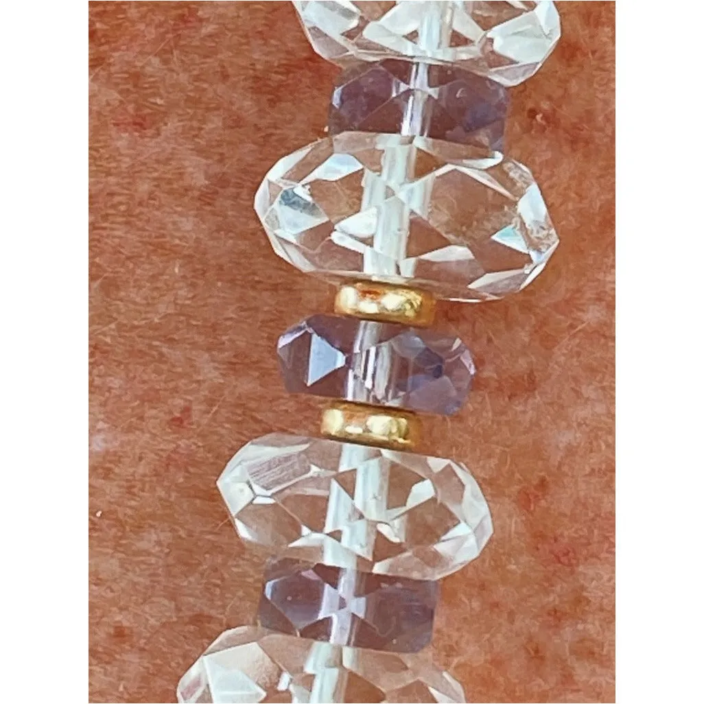 Vintage Estate Jewelry Necklace Rock Crystal Amethyst Beads 14K
