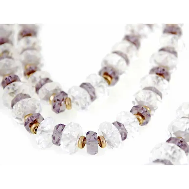 Vintage Estate Jewelry Necklace Rock Crystal Amethyst Beads 14K
