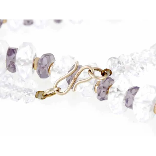 Vintage Estate Jewelry Necklace Rock Crystal Amethyst Beads 14K