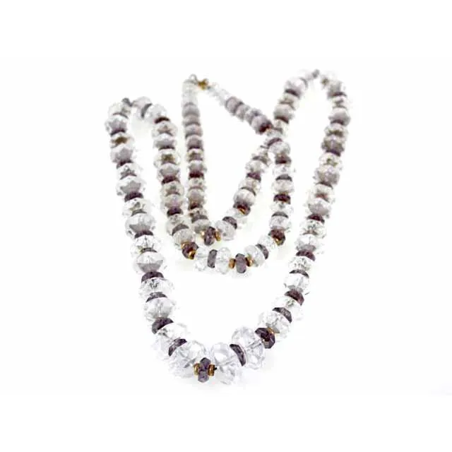 Vintage Estate Jewelry Necklace Rock Crystal Amethyst Beads 14K