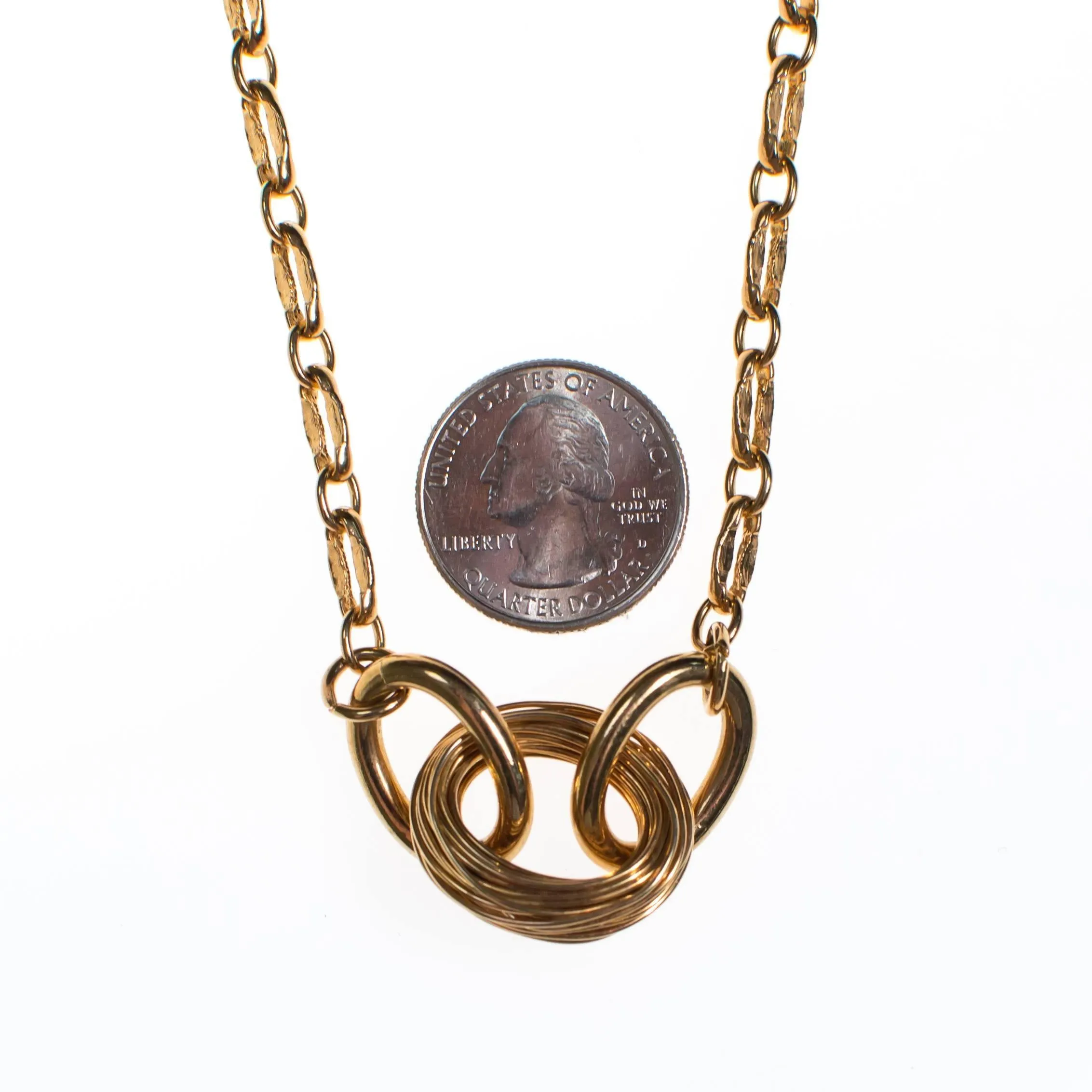 Vintage Gold Tone Interlocking Link Necklace