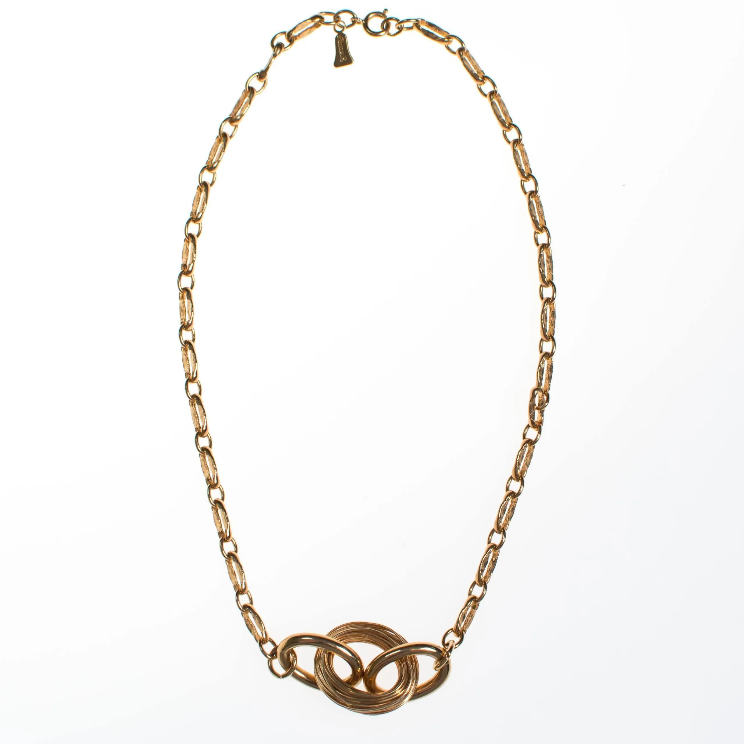 Vintage Gold Tone Interlocking Link Necklace